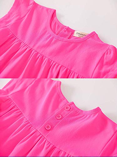 Image of Youwon Girls Dress Short Sleeve Solid Color Tunic A-Line Tiered Swing Dress 2-6 7-16