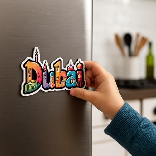 Image of Naxon Dubai UAE Souvenir Wooden Refrigerator Stylish Fridge Magnet | Fridge Decoration Magnet for Kitchen & Home Decor | Perfect Travel Souvenir Gift | Size 3x3 Inches | Pack of 1
