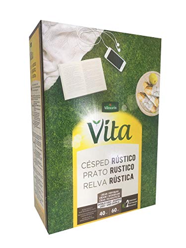 Semillas de Césped Rústico VITA, Fácil Instalación y Mantenimiento, Ideal Jardín, Decorativo, Robusto y Denso, Ray-Grass Inglés + Cañuela/Festuca Roja - Envase 1 kg