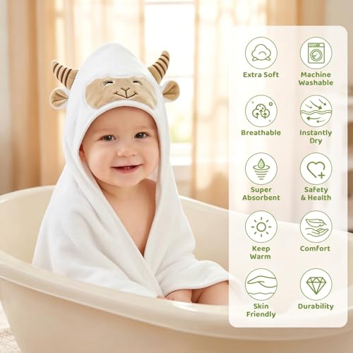 Image of 12 PCS Baby Bath Towels Set for Infants Toddlers Essentials (Deep Green, White, Grey, Brown)