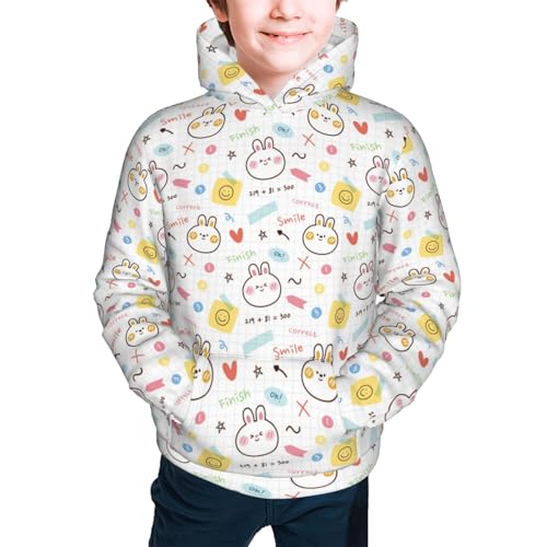 Notebook Paper with Rabbit Kids Pullover Hoodies Boys Sweatshirts Girls Athletic Clothes with Pocket2
