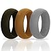 Vitalius Men's Silicone Wedding Ring Bands - 3 Ring Pack - Black, Grey, Yellow - 8.4mm Wide (2mm Thick)