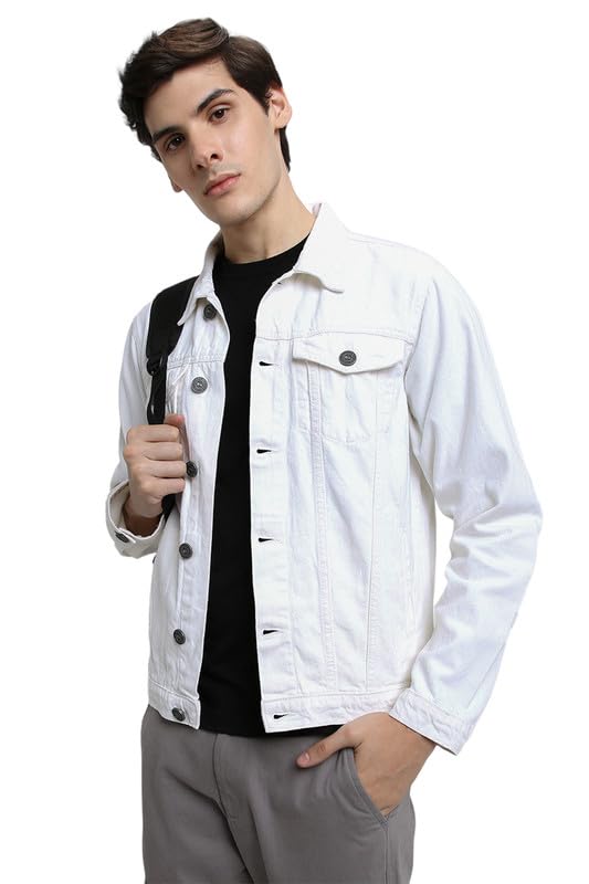 Image of DENNIS LINGO Men's Olive Washed Cotton Denim Jacket, Regular Fit Long Sleeves Regular Collar