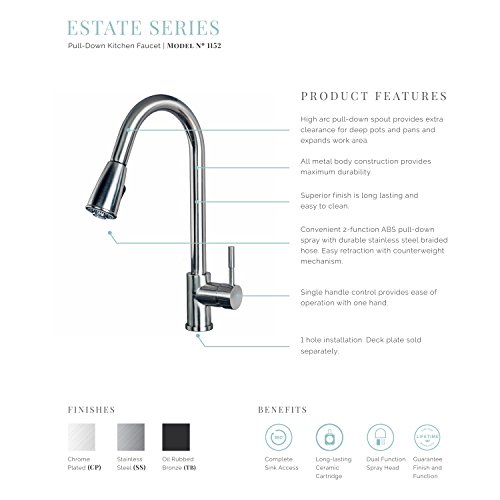 Builders Shoppe 1152Ss 16" Single Handle Pull-Down Kitchen Faucet Stainless Steel Finish #TOP1