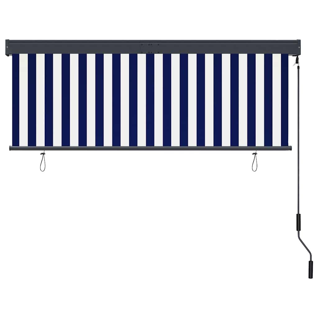 Hothingwell Roleta zewnętrzna 160x250 cm niebiesko-biała, oddychająca poliestrowa pionowa zasłona z powłoką PA, aluminiowy przedni pręt i stalowa kaseta, mechanizm korbowy