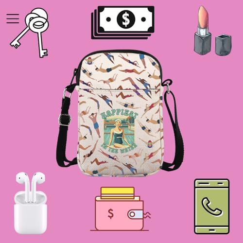TSOTMO Funny Swim Gift Happiest In The Water Swim Crossbody Bag Women's Swimming Gift Swimmer Gift for Sister3