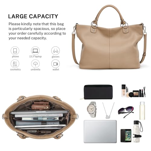 Image of Kattee Women's Soft Genuine Leather Tote Bag, Top Satchel Purses and Handbags