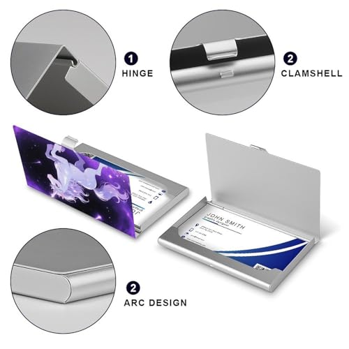 Silver Horse Business Card Holder Slim - Metal Aluminum Alloy Credit Card Holder Case, Professional Flip Cover Business Cards Organizer Wallet for Men & Women (Buckle Style)4