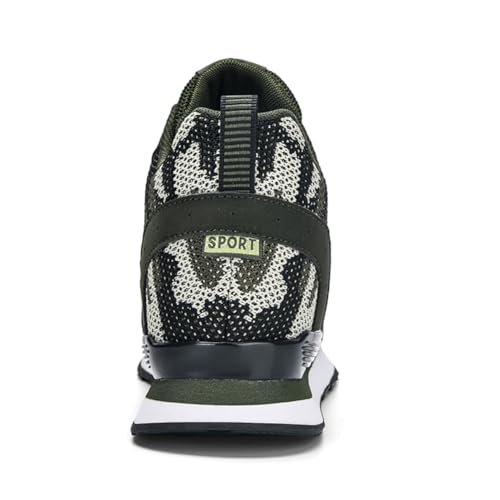 Image of ESXGED Women's Fashion Camouflage Platform Canvas Sneakers Girl's Invisible Wedges Increase Heel Mesh-Cloth Casual Shoes