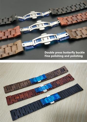 JUSUTEK Correa Reloj Pulsera 20mm Madera Natural Ligera miniatura 5