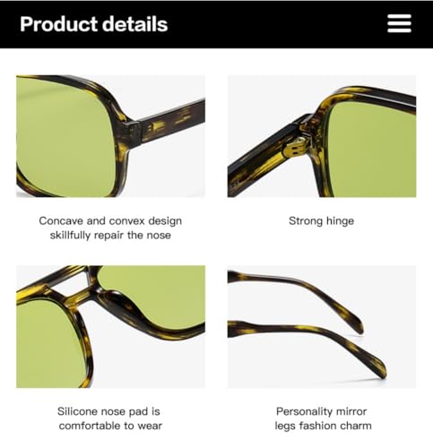 IKANOO 4 Pieces Retro 70s Square Aviator Sunglasses for Women Men Oversized Vintage Sun Glasses Trendy Aviator Shades4