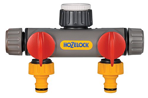 HOZELOCK - Multi-Tap Connector 2-Way : Ideal for Creating 2 Circuits on a Single Tap, With Independent Flow Valve for Each Outlet [2252 0000]