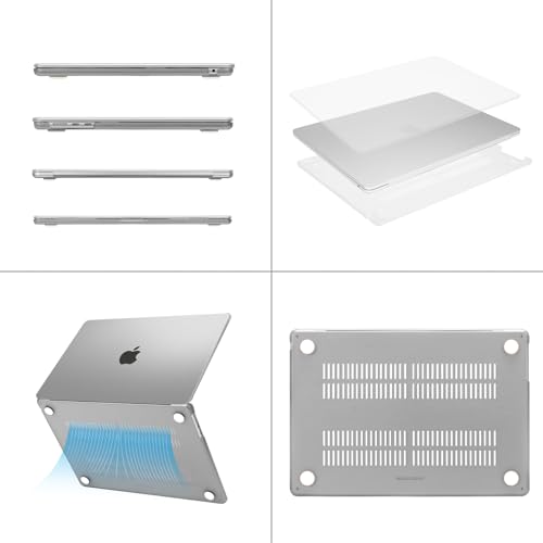 Image of MOSISO Compatible with MacBook Air 15 inch Case M4 M3 M2 2025 2024 2023 Release A3241 A3114 A2941 with Touch ID, Plastic Hard Shell Case&Keyboard Cover&Screen Protector&Storage Bag, Translucent