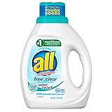 All Liquid Laundry Detergent, Free Clear with Odor Relief, 20 Loads, 36 fl oz