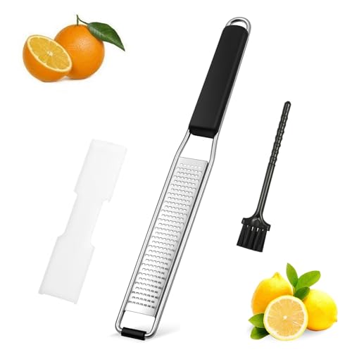 Zester,Zitronenreibe Knoblauchreibe Edelstahl Reibe Hobel Reibe mit Schutzabdeckung und Silikon Griff für Zitrusfrüchte Hartkäse Ingwer Schokolade Muskatnuss