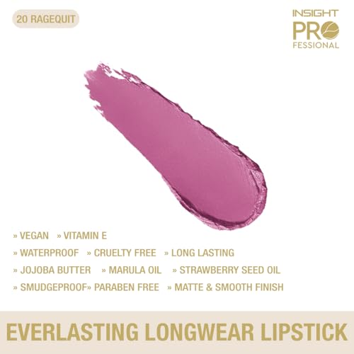 Image of INSIGHT Professional Everlasting Longwear Lipstick | Velvety Smooth Finish | Highly Pigmented | Transferproof,Waterproof,Smudgeproof | Infused with Vit E & Marula Oil - (Rageout) 2.5gm