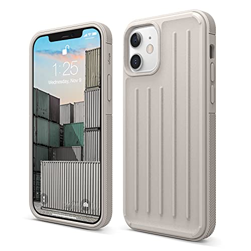 Elago Protective Armor Case Compatible With Iphone 12 And Compatible With Iphone 12 Pro 6.1 Inch (Stone) - Shock Absorbing Design, Durable Tpu, Wireless Charging Supported #TOP20