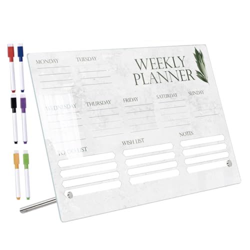 SEWACC Botanical Style Memo Board Pen Set Acrylic Memo Board Erasable for Home Office School
