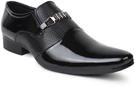 BUWCH Black Color Slip-on Shoe's for Men Formal