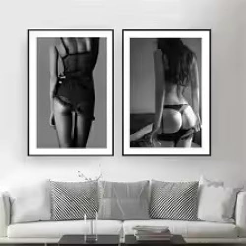 Affiche de femme sexy pour habiller un mur de chambre tableau noir et blanc 30x50 cm encadre