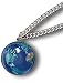 Blue Earth Globe Marble Pendant on Stainless Steel Chain Necklace