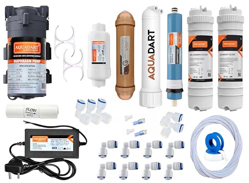 Image of AquaDart Complete Ro Purifier Filter Service kit of 80 GPD Membrane Water with Copper Filter All Accessories Service kit with Booster Pump and SMPS All Accessories Suitable for All RO Water Purifier
