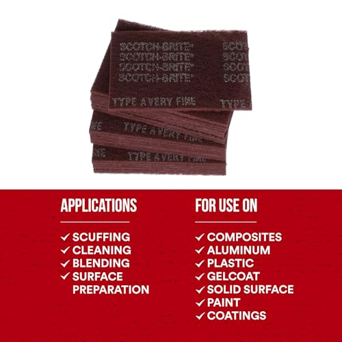 Scotch-Brite General Purpose 7447 Hand Pad, Very Fine Grade, 6 in x 9 in | 20/Pack, Aluminum Oxide, Surface Preparation, Scuffing, Blending, Cleaning, Maroon - image 5