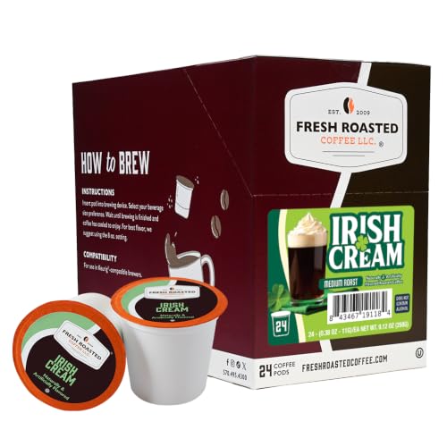 Fresh Roasted Coffee, Irish Cream Flavored K-Cup Pods for Keurig