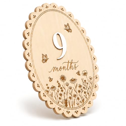 Baby Monthly Milestone Signs, Baby Monthly Milestone Girls, Wooden Double-Sided 1-12 Months Baby Signs with Changeable Numbers, Newborn Photography Props, Nursery Decor for Girls (QR7) by ALADAYQUINQUIT - Used condition - Image 8