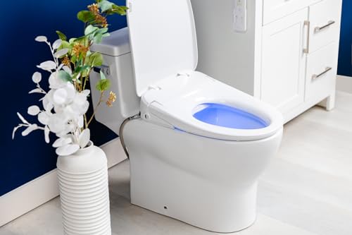 ALPHA BIDET iX Pure Bidet Toilet Seat in Round White | Ultra Low Profile | Endless Warm Water | Arced Stainless Steel Nozzle | Blue LED Nightlight | Dryer… thumbnail 6