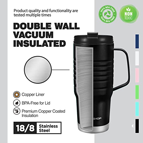 Haushof 24 Oz Travel Mug With Handle, Stainless Steel Vacuum Insulated, Double Wall With Leakproof Lid, Bpa Free #TOP3