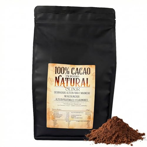 Cacao Puro No Alcalinizado | Blend Artesano Aromático y Balanceado | 100% Natural y Sin Azúcar | Alto en Antioxidantes y Fibra | 10-12% Grasa | Repostería, Smoothies, Chocolate Caliente (1 kilo)