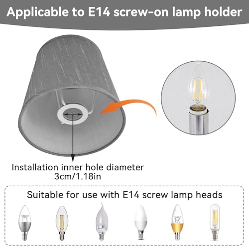 2Pcs Lampshades Set of 2 Modern Small Tapered Drum Lamp Light Shade Clip on E14 Bulb Ceiling Small Lampshades Barrel Pendant Chandelier for Table Bedside Bedroom Table Floor Lamps - Image 4