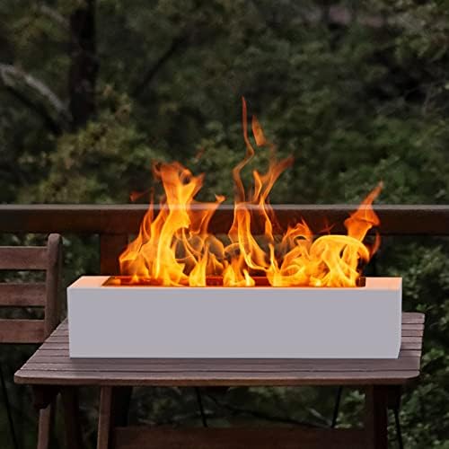 Tabletop Fireplace, Portable Fire Pit Rubbing Alcohol Concrete Bowl Pot Bonfire for Indoor Outdoor,Outdoor Fire Pits(Concrete, Rectangular-Platinum)