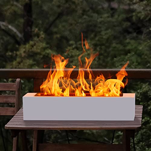 Tabletop Fireplace, Portable Fire Pit Rubbing Alcohol Concrete Bowl Pot Bonfire For Indoor Outdoor,Outdoor Fire Pits(Concrete, Rectangular-Platinum) #TOP13