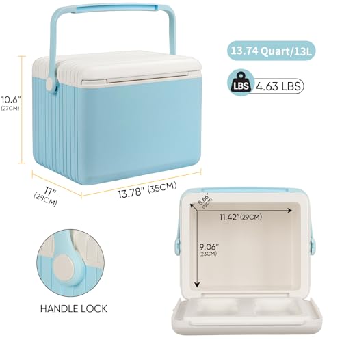 Image of 6Qt 13Qt 19Qt Northroad Camping Coolers,Stylish Macaron Color Durable Hard Cooler,Portable Insulated Ice Chest with 24 /48 Hour Ice Retention,Multi- Size for Camping,Picnic,Beach,Travel