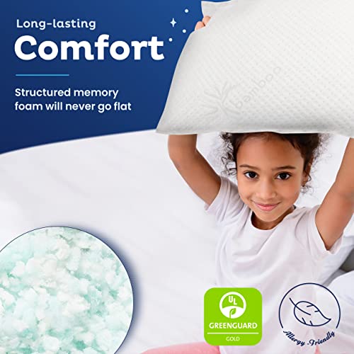 Snuggle-Pedic Toddler Pillow for Travel & Camping - USA Made Shredded Memory Foam Pillows w/ Cooling Cover - GreenGuard Gold Certified Kids Pillow - Thumbnail 3