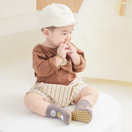 TootyTots 5 Paar rutschfeste Baumwollsocken mit Cartoon-Tiermotiven - Unisex Baby & Kleinkinder Socken für Jungen Mädchen, Atmungsaktive Crew Socken Für Alle Jahreszeiten​