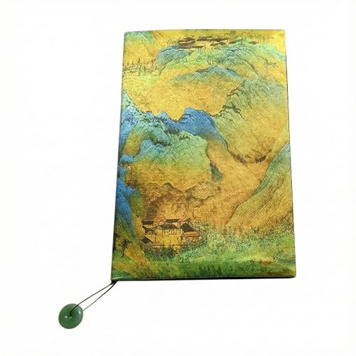 Funda for libro A5 A6, bolsa for libros de satén seda con cuaderno forrado, juego diario arte paisajístico, regalo dije Jade(Light colors,A5)