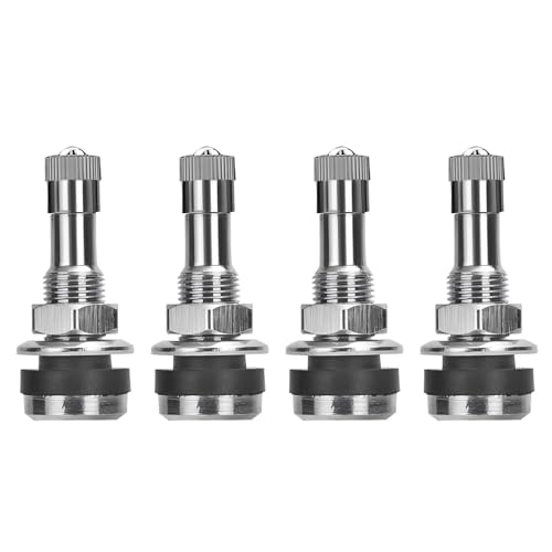 Bawkars 4 PCS TR416 Metal Valve Stems, Tire Valve Stems Outer Mount for Tubeless Tires, Fits 0.453" and 0.625" Rim Holes Long 1 1/2", Universal for Most Cars (Silver)