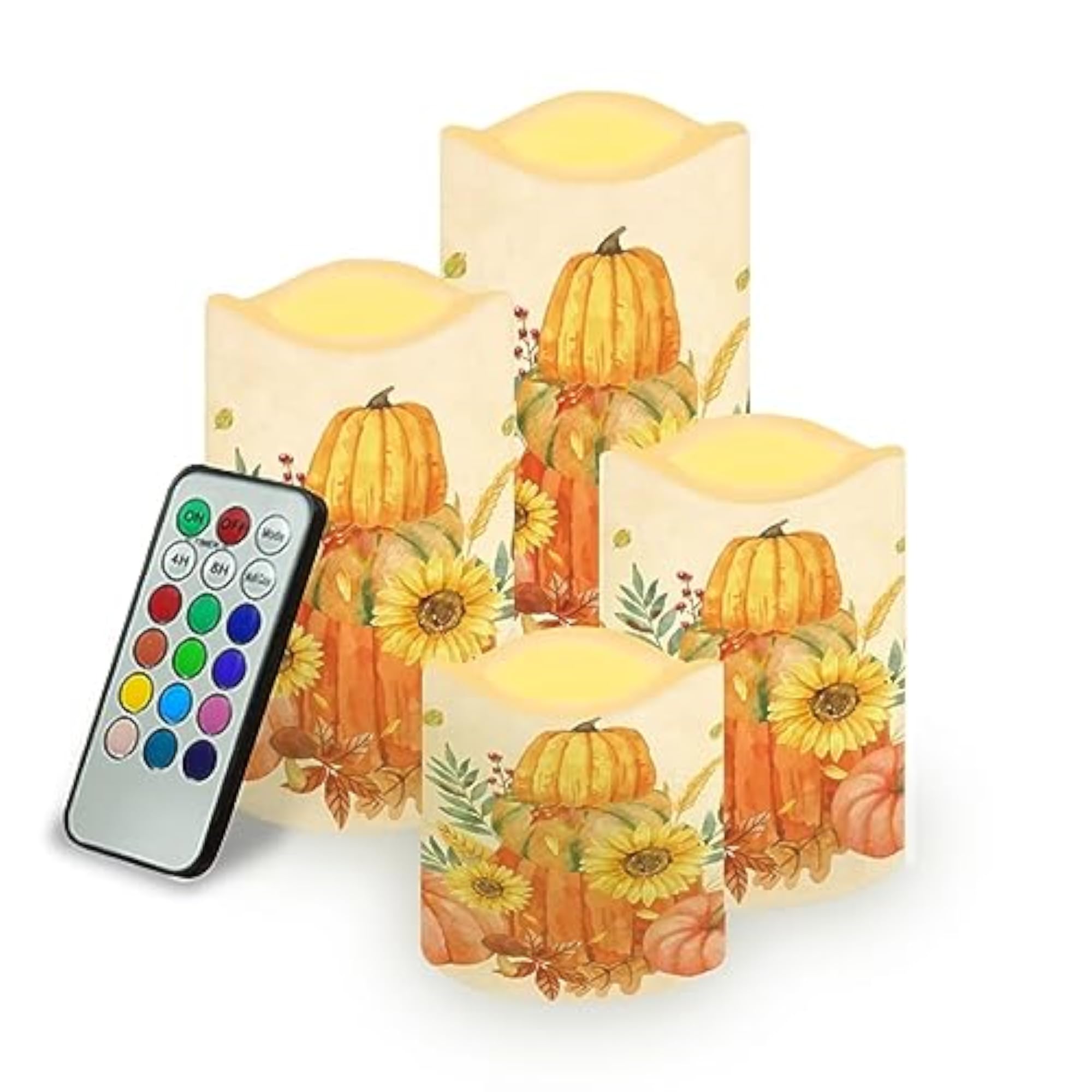 Sunflower Pumpkin Flame Lighted Pumpkins Fall Decor