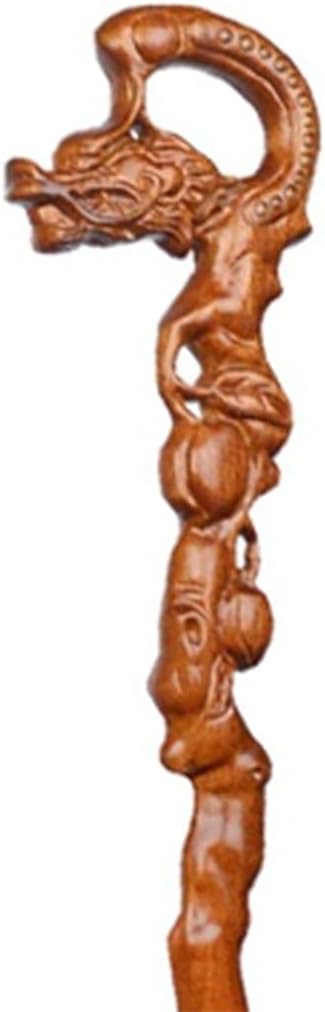Circling Dragon-Shaped Walking Cane for The Elderly, Hand-Carved Wooden Walking Stick, Gift/Accessory, Load Bearing 150kg/330.7lbs(94cm(Use Height 181-182cm))