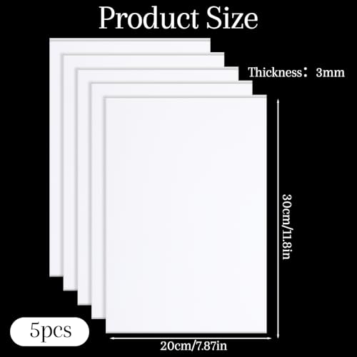 5 PCS White Foam Boards, 11 Inch Poster Foams Boards Sheets Thickness White Foams Core Backing Board Rectangle Foam PVC Sheet Double Sided Core Board Sign for Art Crafts, Presentation, Wedding
