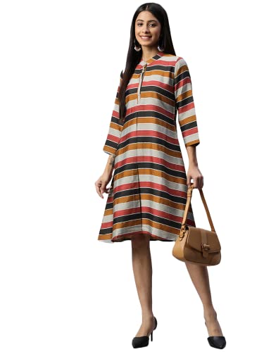 Image of arriva fab Women's Cotton Jaipuri Floral Print A-line Dress