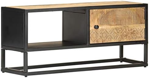 Festnight TV Cabinet with Carved Door Stereo 90x30x40 cm Rough Mango Wood,Have Beautifully-designed Lowboard etc, is Exceedingly Stable, Durable and Attention-grabbing