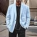 Linen Suit for Men丨Sport Coats and Blazers Business Casual Men Slim Fit Dress Lightweight Fashion Work Light Blue Jacket Western Wear Regular Fit Wedding Suits Medium