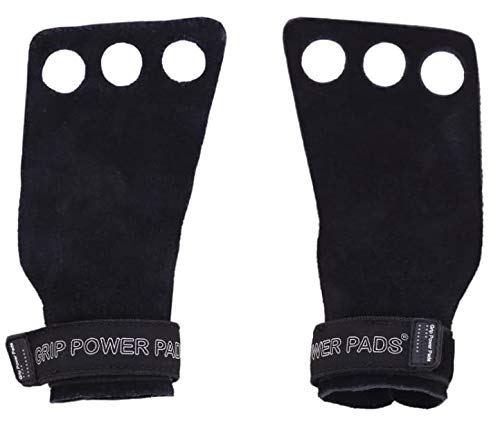 Leather Hand Grips Gymnastics Constraining Pull-Ups Weightlifting Wods Men & Women Workout Gloves Weightlifting Full Palm Protection Handgrips From Rips & Blisters (Large Over 5.0", Black) #TOP1