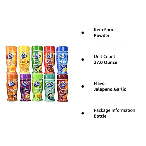 Kernel Season's Popcorn Seasoning Large Sampler Pack 2.7oz Container (Variety Pack of 10 Different Flavors)