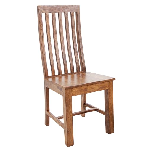 Invicta Interior riess-Ambiente massiver Stuhl MAKASSAR Sheesham Hochlehner Holzstuhl einzigartige Maserung Esszimmerstuhl Esstischstuhl Küchenstuhl Holzstuhl Stuhl ohne Armlehne