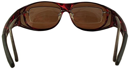 Sun Shield Fit Over Sunglasses With Polarized Lenses By Ideal Eyewear - Wear Over Prescription Glasses - Great For Fishing, Boating, Golf, & Driving (Brown Frame / Brown Lens With Case, Large) #TOP2